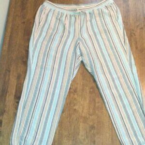 J Jill Linen Blend Striped Ankle Pants MP